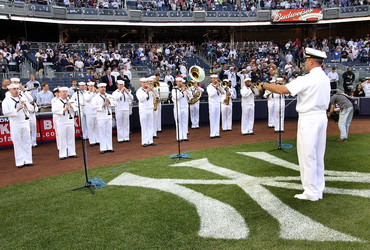 US Navy 090520-N-9013W-006 Members of the U.S. Navy Band perform for the crowd at the start of a New York Yankees baseball game against the Baltimore Orioles during a Fleet Week New York City 2009 event.jpg