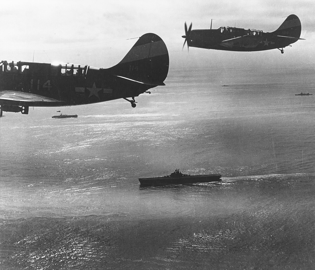 SB2C Helldivers of VB-9 over Task Force 58 in February 1945.jpg