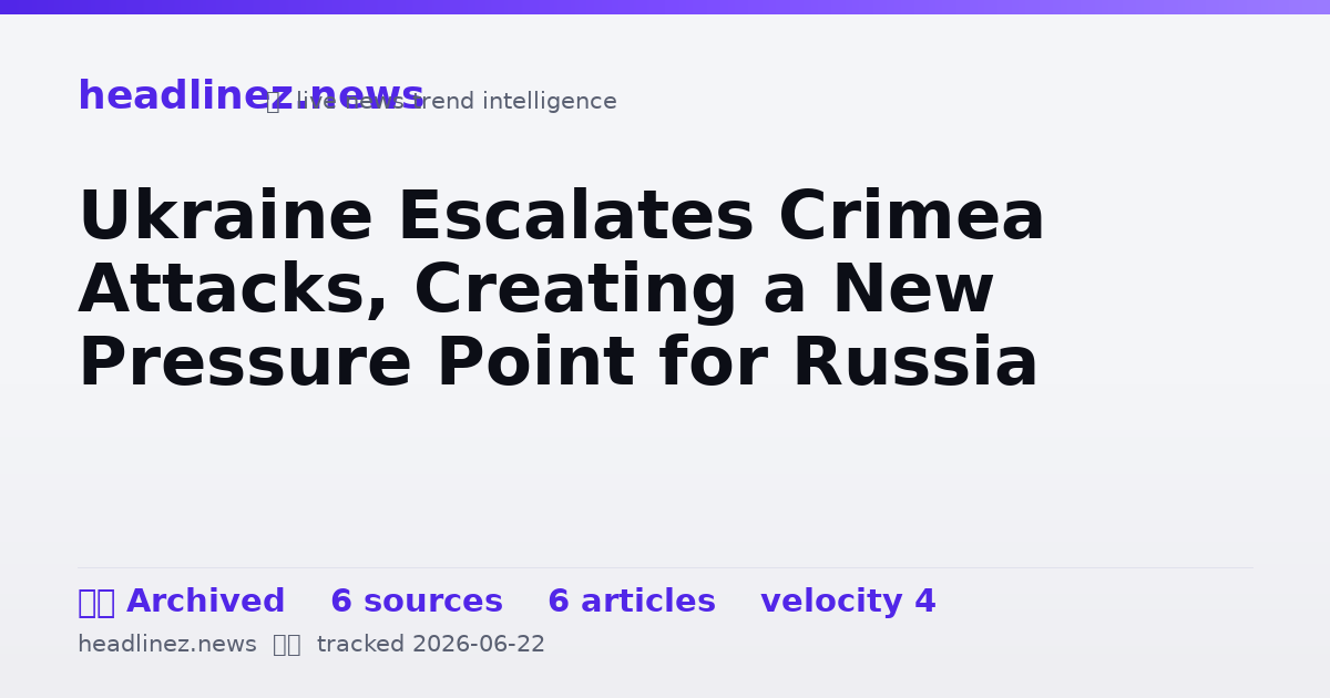 Visual summary for Ukraine Escalates Crimea Attacks, Creating a New Pressure Point for Russia