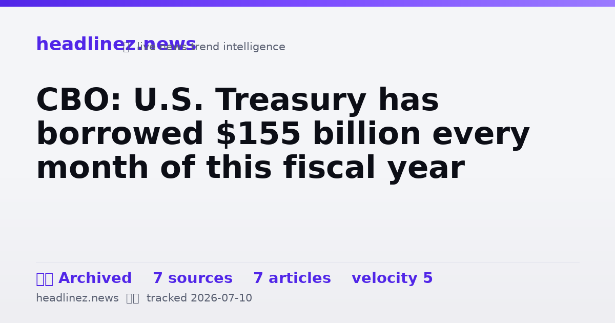 Visual summary for CBO: U.S. Treasury has borrowed $155 billion every month of this fiscal year
