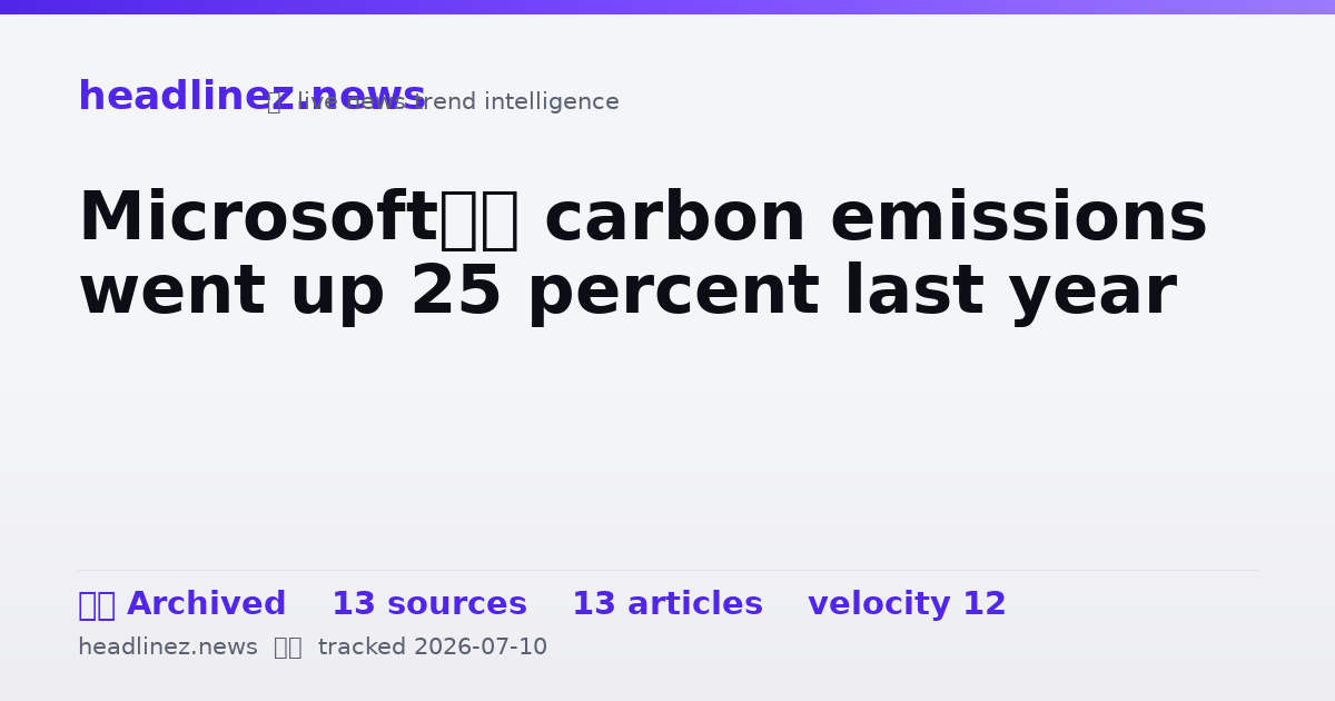 Visual summary for Microsoft’s carbon emissions went up 25 percent last year