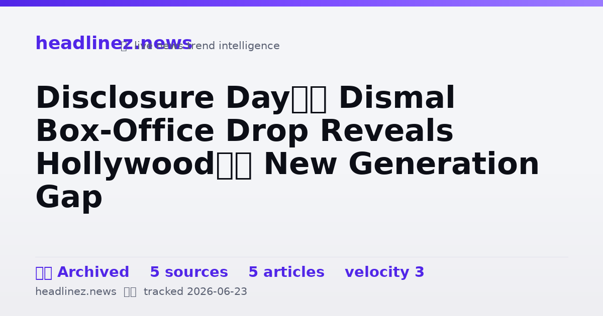 Visual summary for Disclosure Day’s Dismal Box-Office Drop Reveals Hollywood’s New Generation Gap