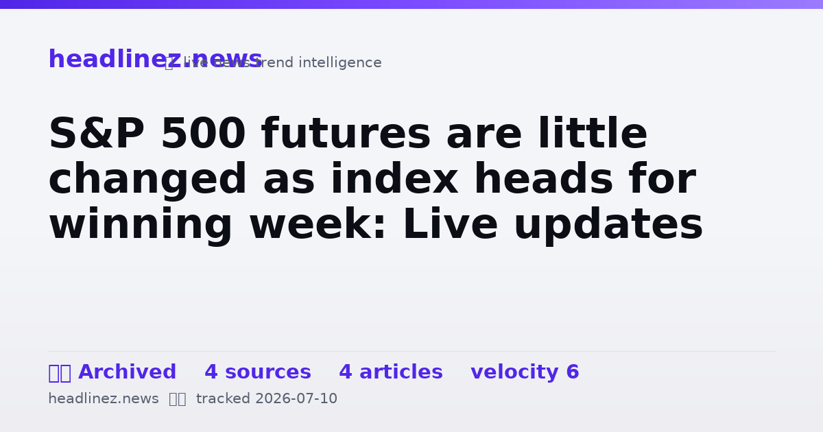 Visual summary for S&P 500 futures are little changed as index heads for winning week: Live updates