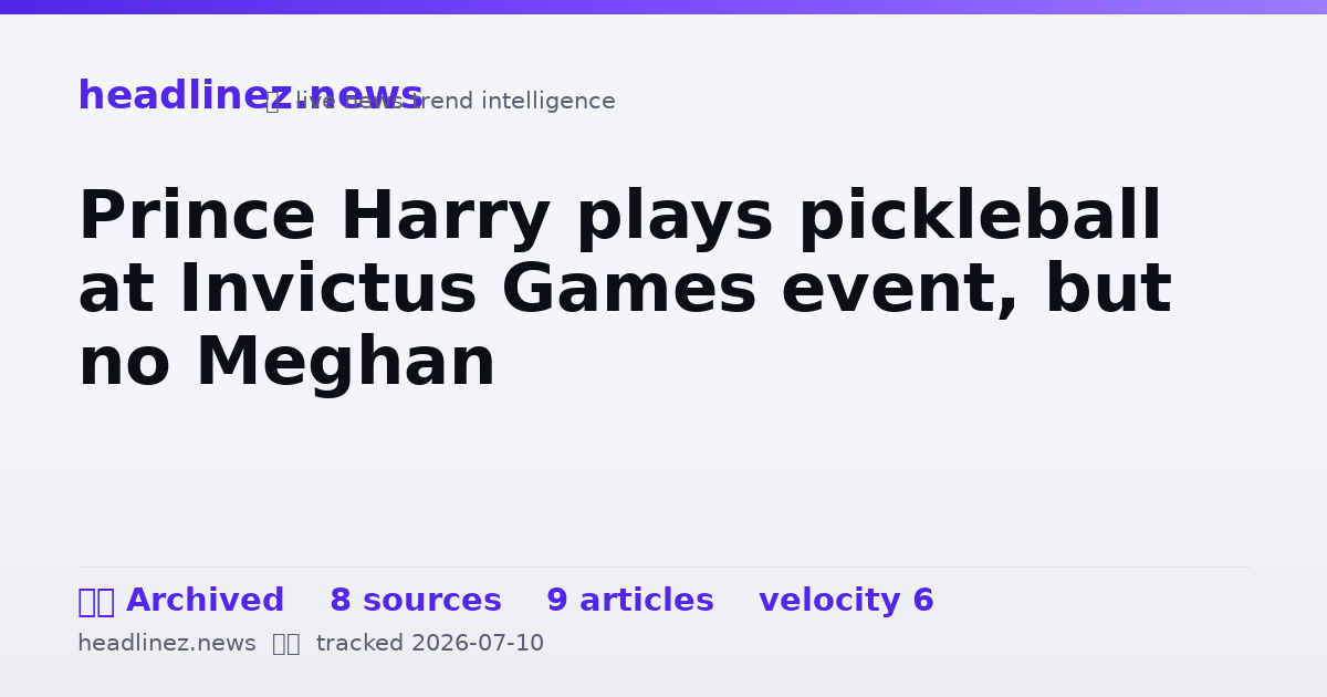 Visual summary for Prince Harry plays pickleball at Invictus Games event, but no Meghan