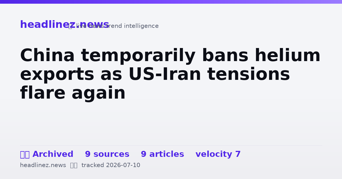 Visual summary for China temporarily bans helium exports as US-Iran tensions flare again