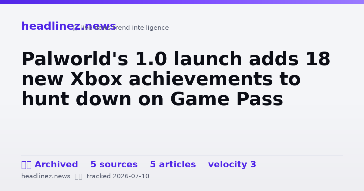 Visual summary for Palworld's 1.0 launch adds 18 new Xbox achievements to hunt down on Game Pass