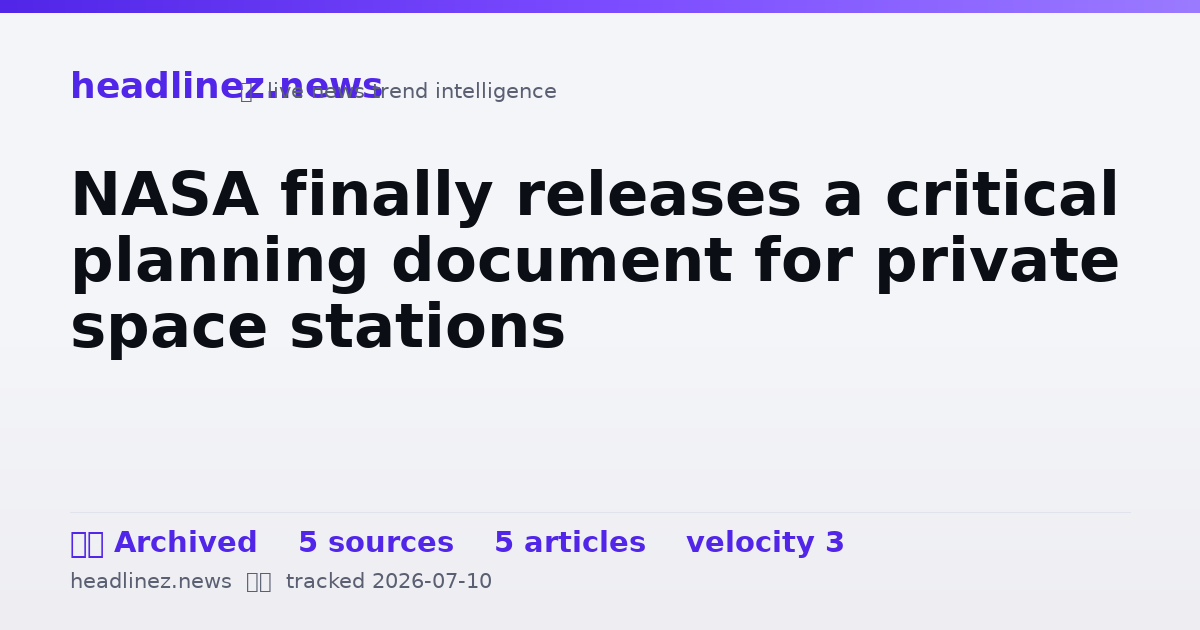 Visual summary for NASA finally releases a critical planning document for private space stations
