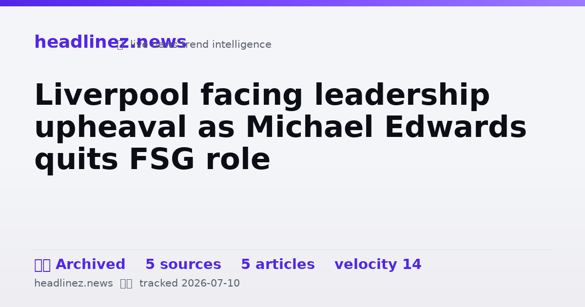 Visual summary for Liverpool facing leadership upheaval as Michael Edwards quits FSG role