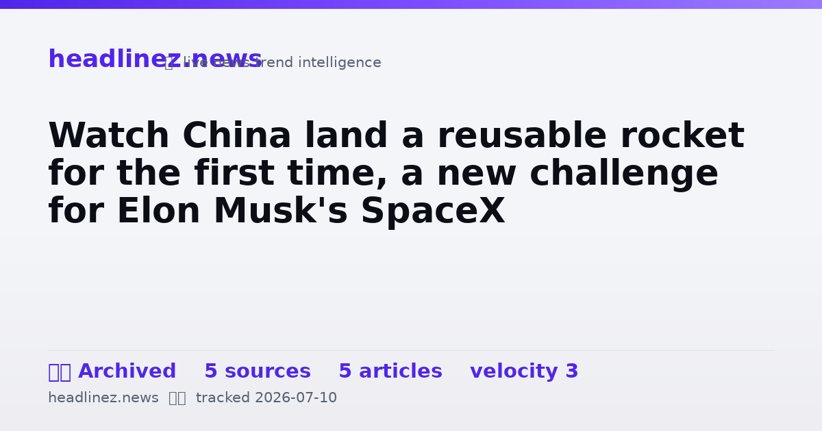 Visual summary for Watch China land a reusable rocket for the first time, a new challenge for Elon Musk's SpaceX