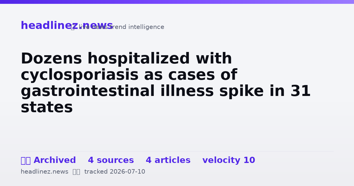 Visual summary for Dozens hospitalized with cyclosporiasis as cases of gastrointestinal illness spike in 31 states
