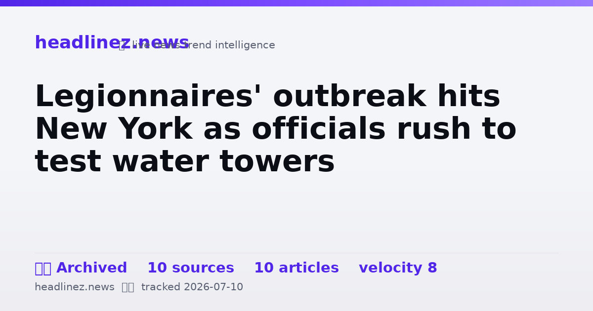 Visual summary for Legionnaires' outbreak hits New York as officials rush to test water towers