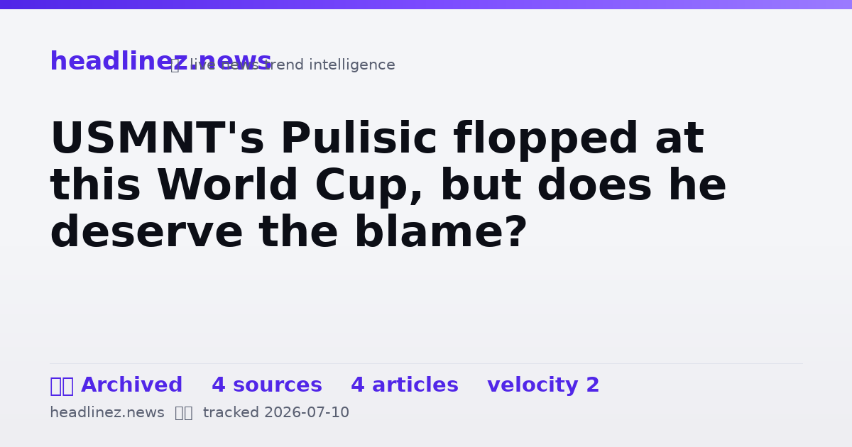 Visual summary for USMNT's Pulisic flopped at this World Cup, but does he deserve the blame?