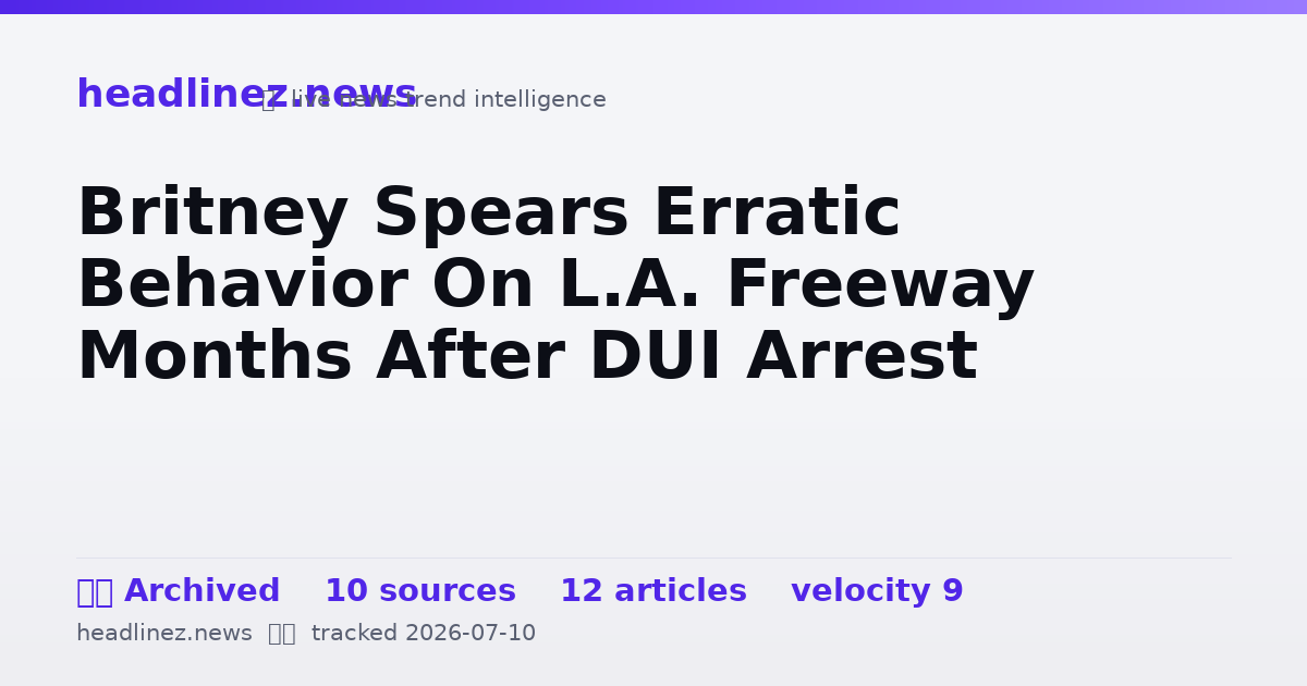 Visual summary for Britney Spears Erratic Behavior On L.A. Freeway Months After DUI Arrest
