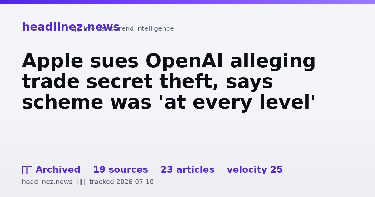 Visual summary for Apple sues OpenAI alleging trade secret theft, says scheme was 'at every level'