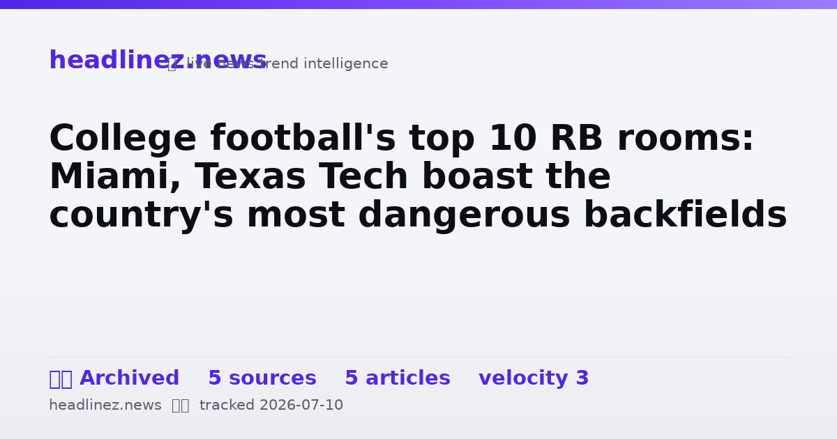 Visual summary for College football's top 10 RB rooms: Miami, Texas Tech boast the country's most dangerous backfields