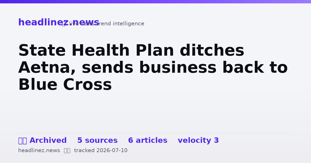 Visual summary for State Health Plan ditches Aetna, sends business back to Blue Cross