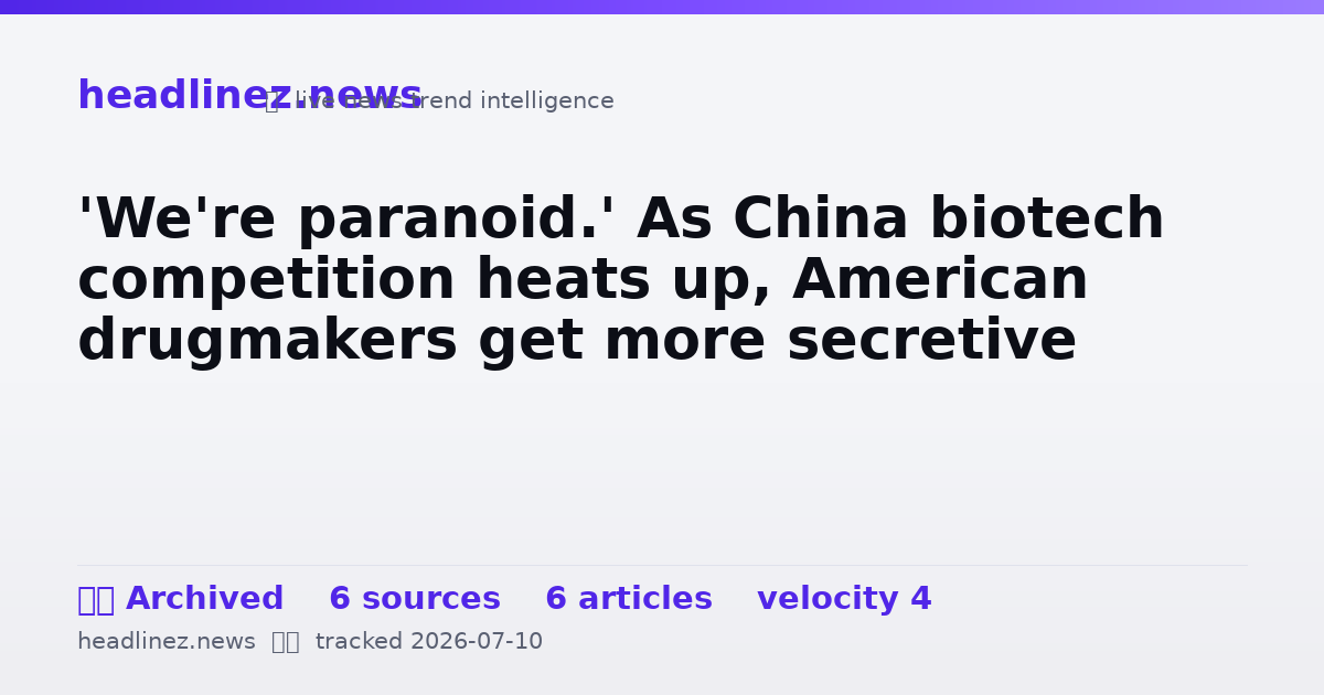 Visual summary for 'We're paranoid.' As China biotech competition heats up, American drugmakers get more secretive