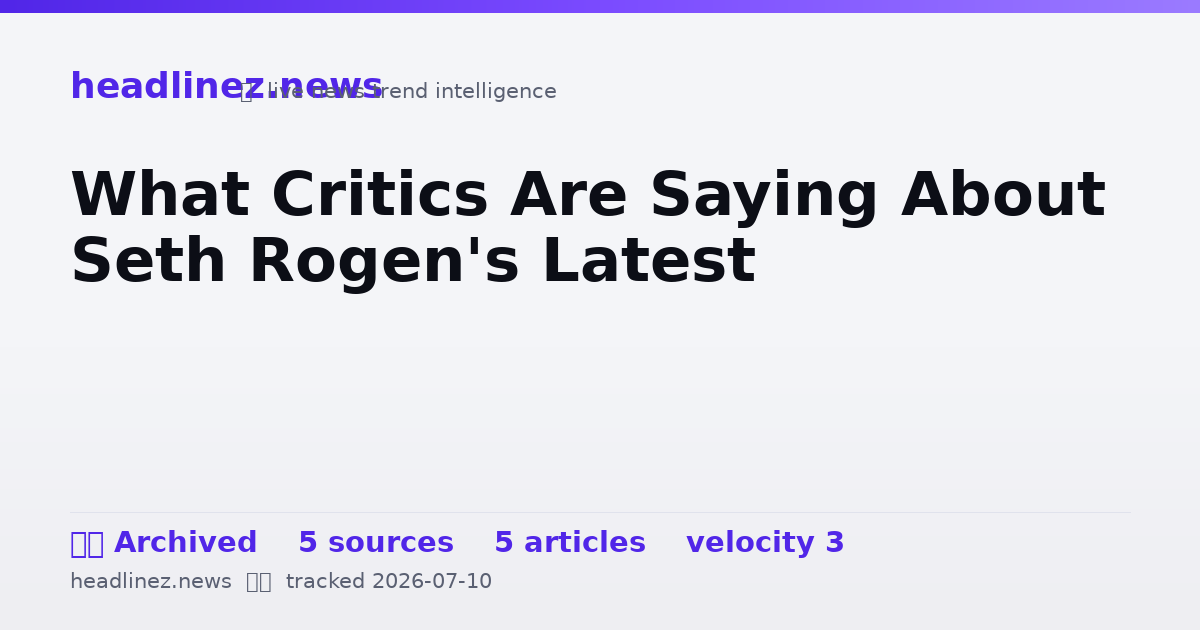 Visual summary for What Critics Are Saying About Seth Rogen's Latest