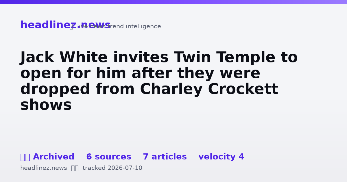 Visual summary for Jack White invites Twin Temple to open for him after they were dropped from Charley Crockett shows