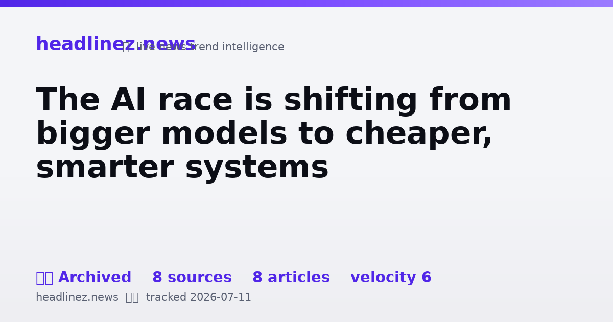 Visual summary for The AI race is shifting from bigger models to cheaper, smarter systems
