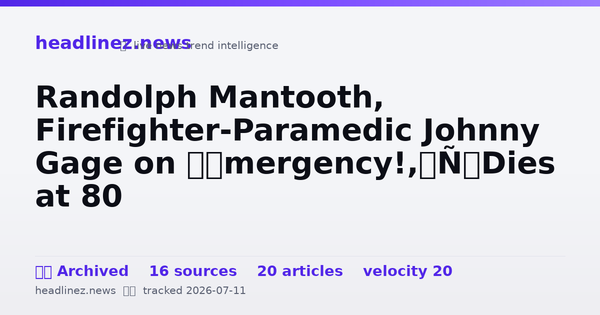 Visual summary for Randolph Mantooth, Firefighter-Paramedic Johnny Gage on ‘Emergency!,’ Dies at 80