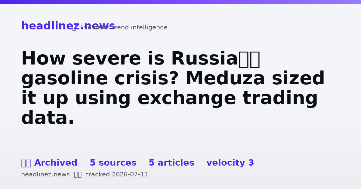 Visual summary for How severe is Russia’s gasoline crisis? Meduza sized it up using exchange trading data.