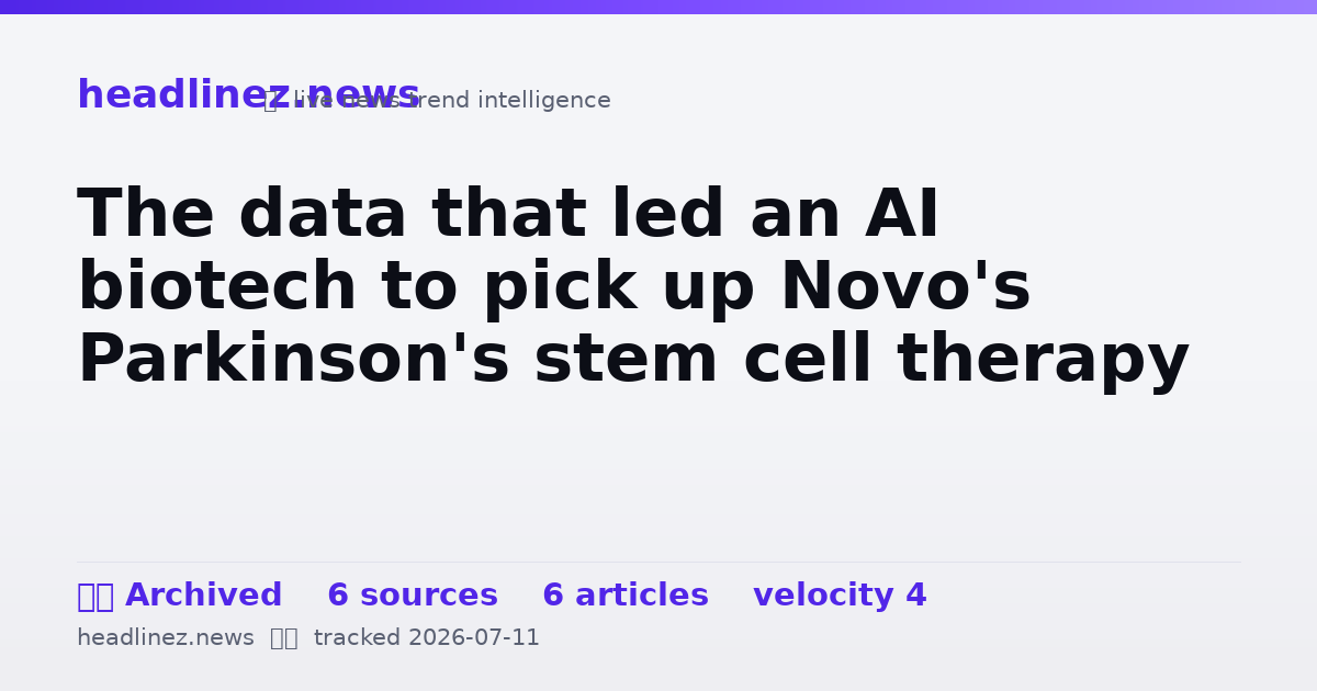 Visual summary for The data that led an AI biotech to pick up Novo's Parkinson's stem cell therapy