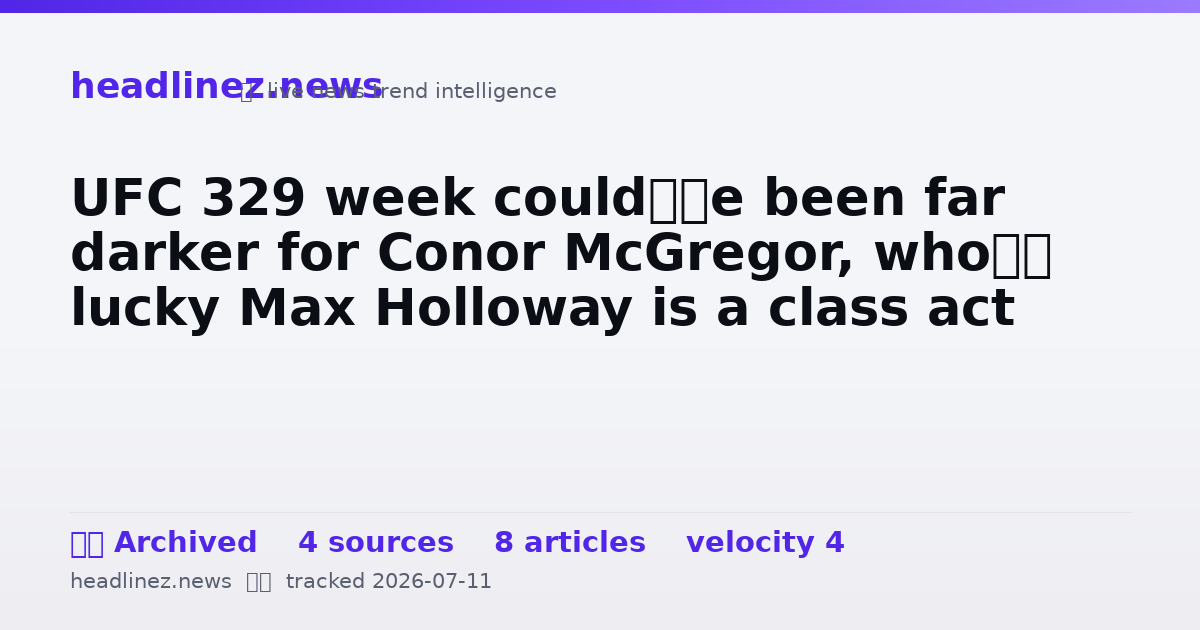 Visual summary for UFC 329 week could’ve been far darker for Conor McGregor, who’s lucky Max Holloway is a class act