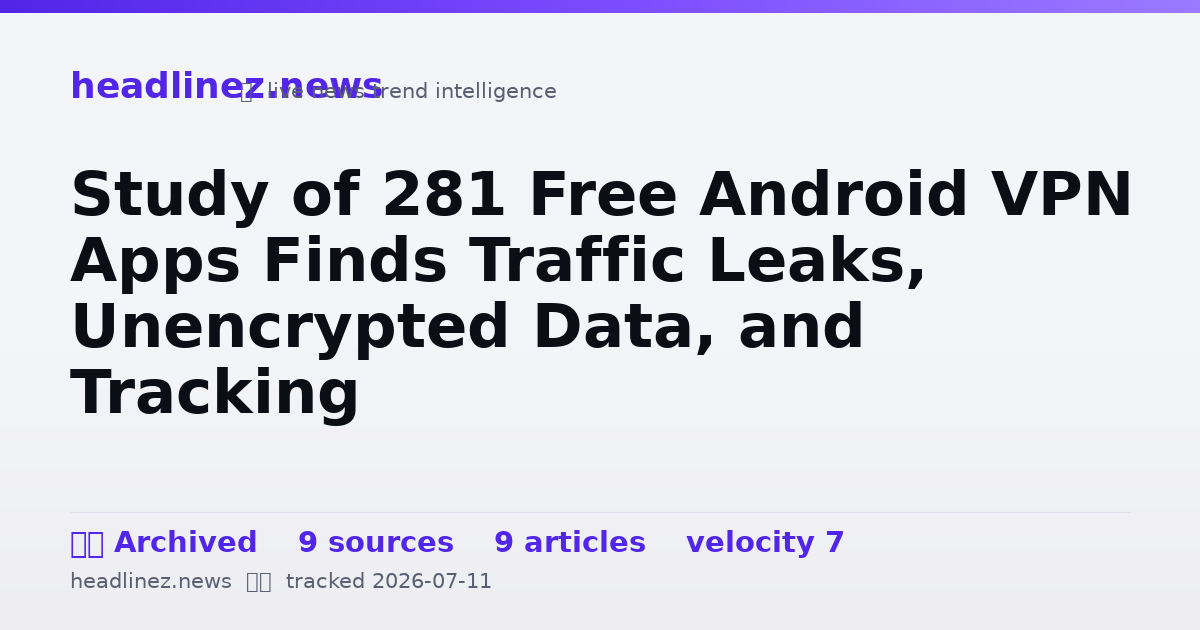 Visual summary for Study of 281 Free Android VPN Apps Finds Traffic Leaks, Unencrypted Data, and Tracking