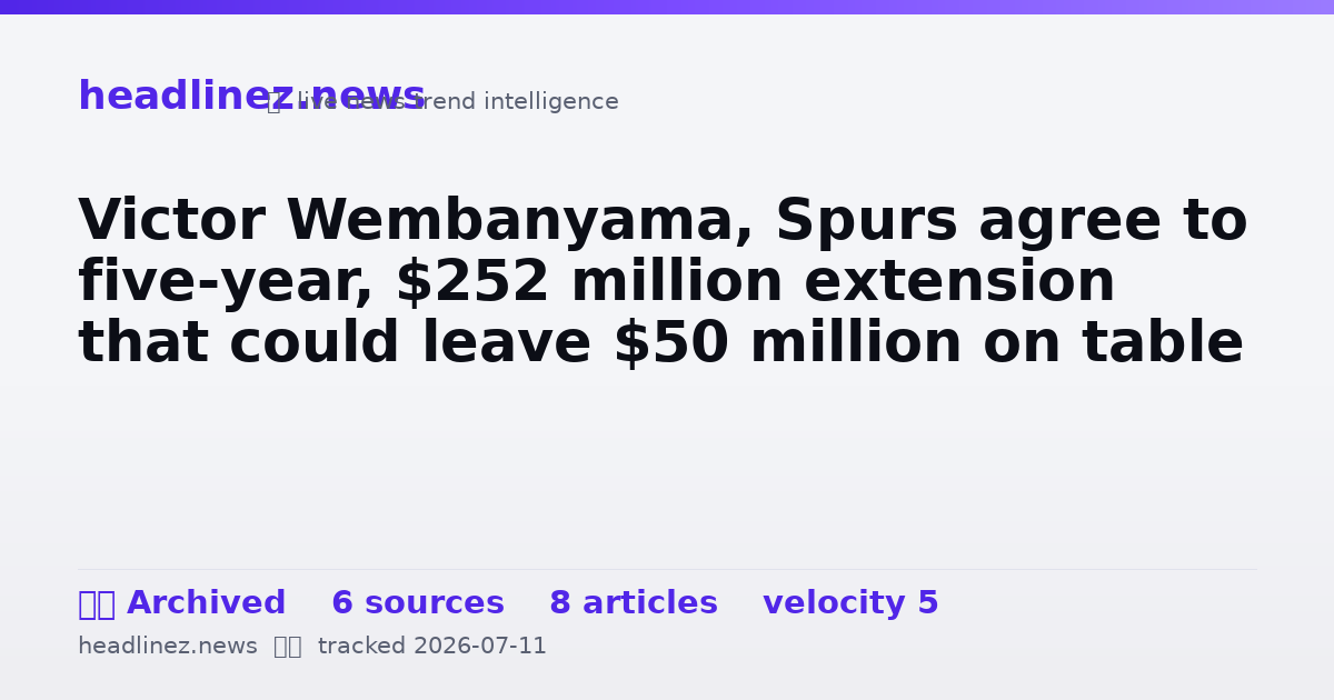 Visual summary for Victor Wembanyama, Spurs agree to five-year, $252 million extension that could leave $50 million on table