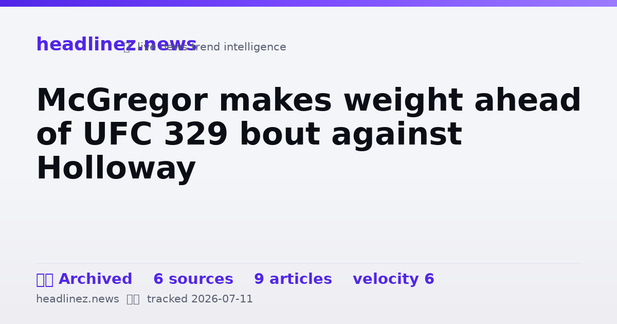 Visual summary for McGregor makes weight ahead of UFC 329 bout against Holloway