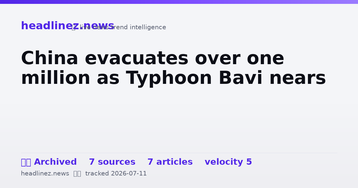 Visual summary for China evacuates over one million as Typhoon Bavi nears