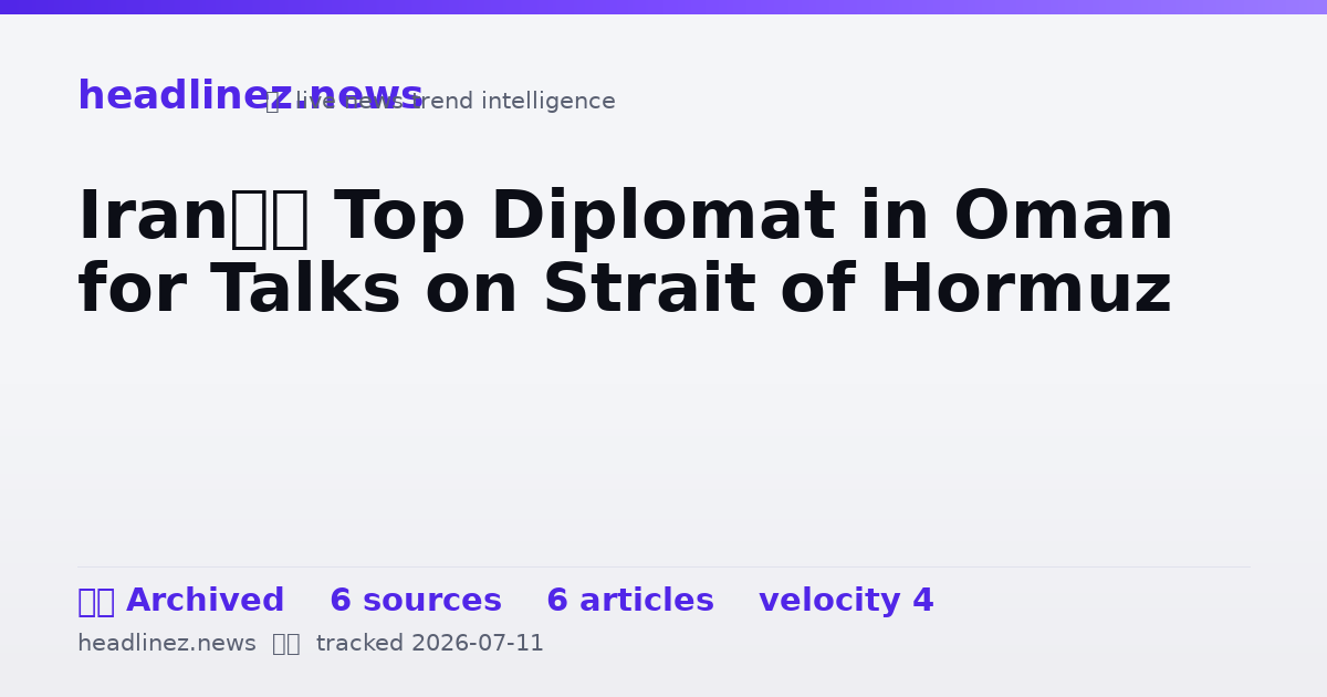 Visual summary for Iran’s Top Diplomat in Oman for Talks on Strait of Hormuz