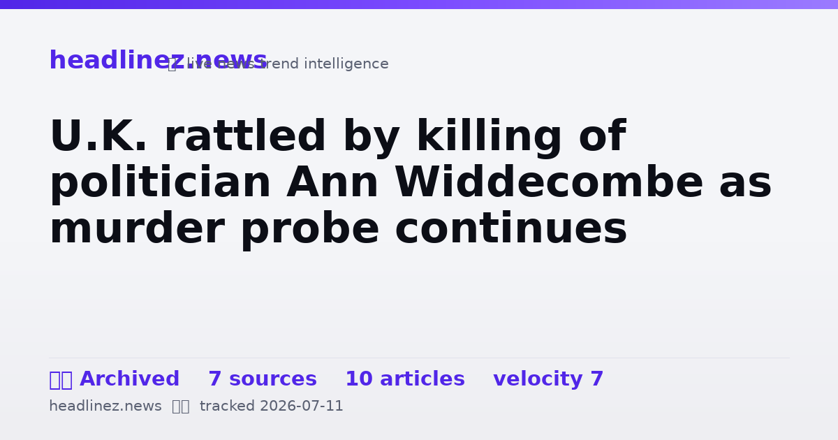 Visual summary for U.K. rattled by killing of politician Ann Widdecombe as murder probe continues