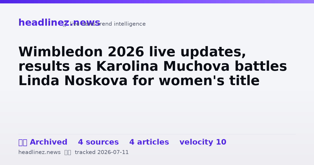 Visual summary for Wimbledon 2026 live updates, results as Karolina Muchova battles Linda Noskova for women's title
