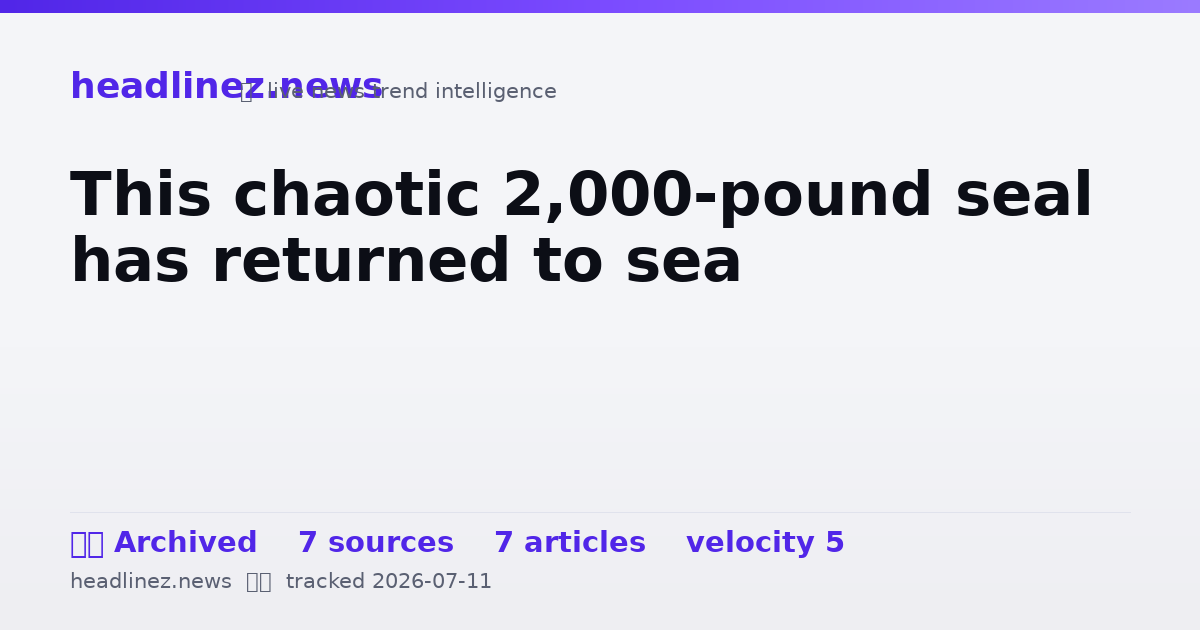 Visual summary for This chaotic 2,000-pound seal has returned to sea