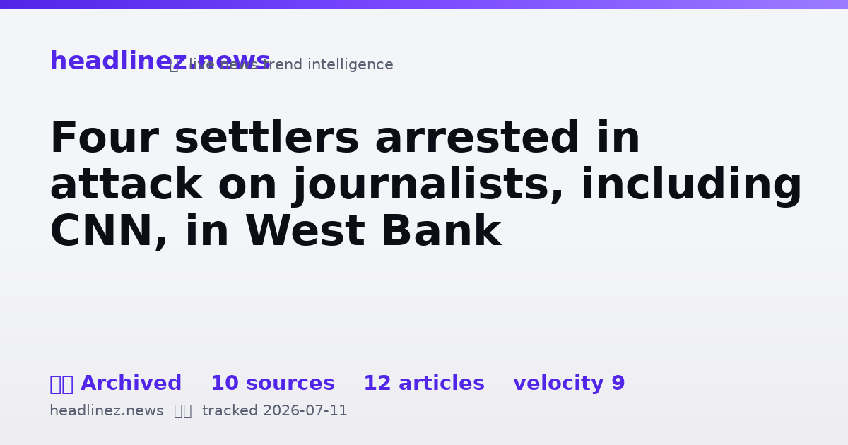 Visual summary for Four settlers arrested in attack on journalists, including CNN, in West Bank