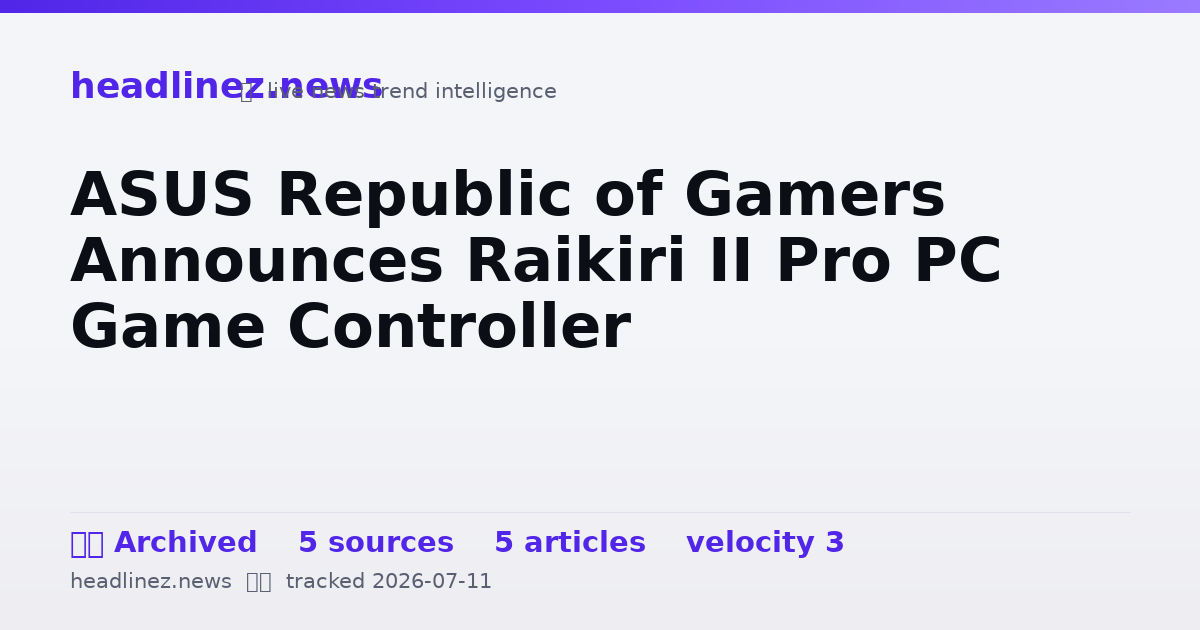 Visual summary for ASUS Republic of Gamers Announces Raikiri II Pro PC Game Controller