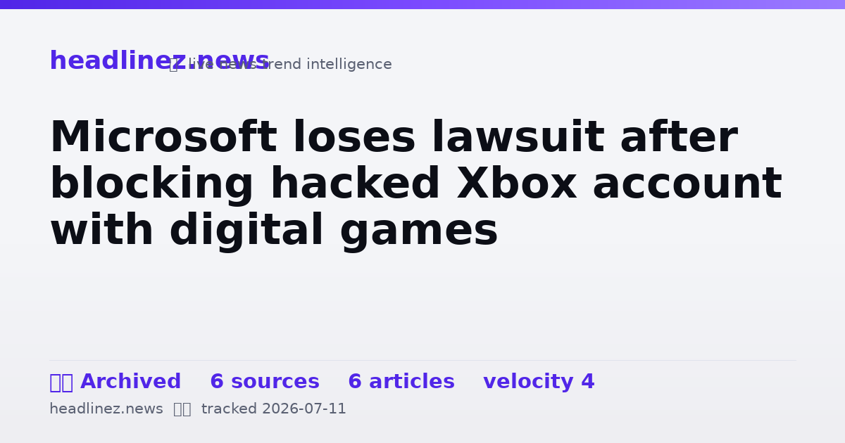 Visual summary for Microsoft loses lawsuit after blocking hacked Xbox account with digital games