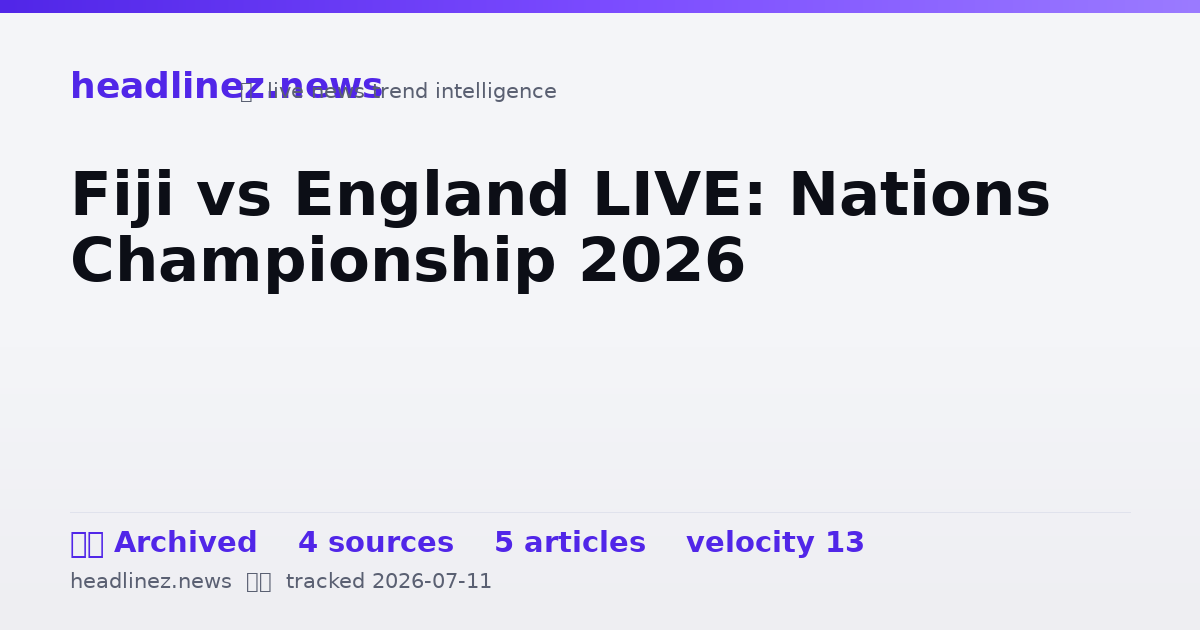 Visual summary for Fiji vs England LIVE: Nations Championship 2026
