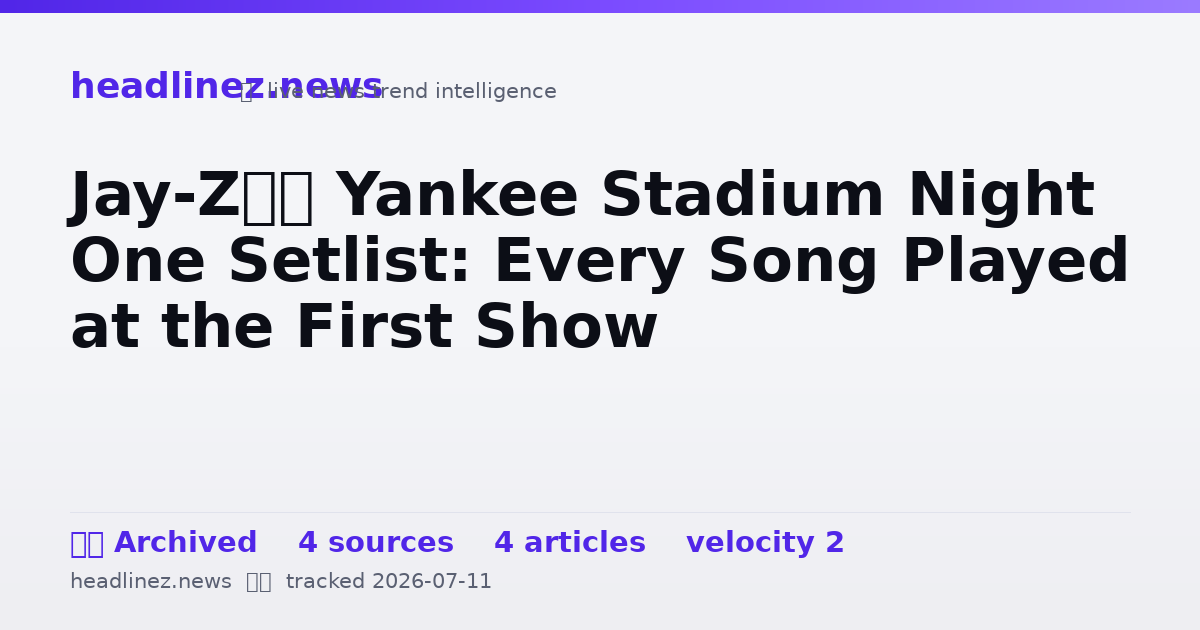 Visual summary for Jay-Z’s Yankee Stadium Night One Setlist: Every Song Played at the First Show