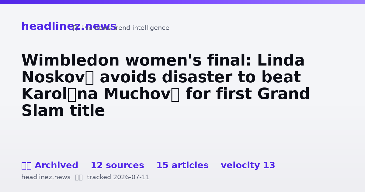 Visual summary for Wimbledon women's final: Linda Nosková avoids disaster to beat Karolína Muchová for first Grand Slam title