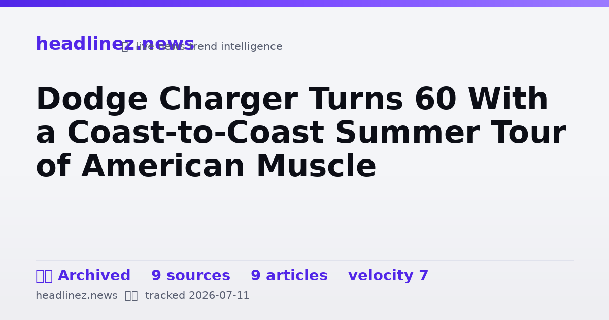 Visual summary for Dodge Charger Turns 60 With a Coast-to-Coast Summer Tour of American Muscle
