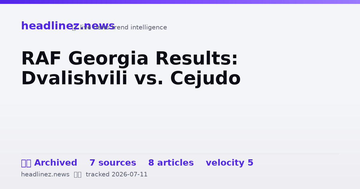 Visual summary for RAF Georgia Results: Dvalishvili vs. Cejudo