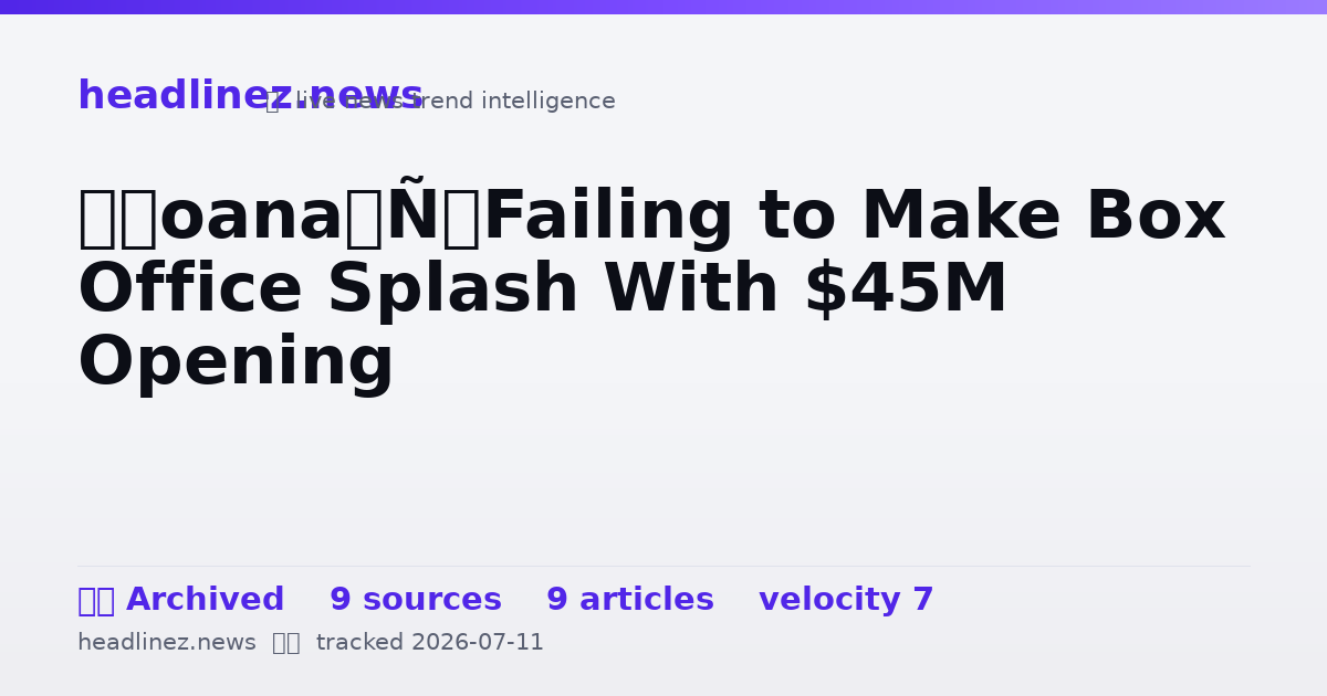 Visual summary for ‘Moana’ Failing to Make Box Office Splash With $45M Opening