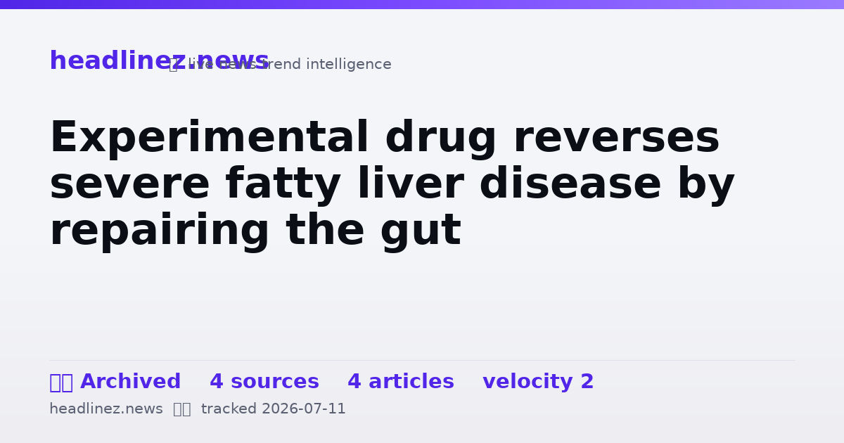 Visual summary for Experimental drug reverses severe fatty liver disease by repairing the gut