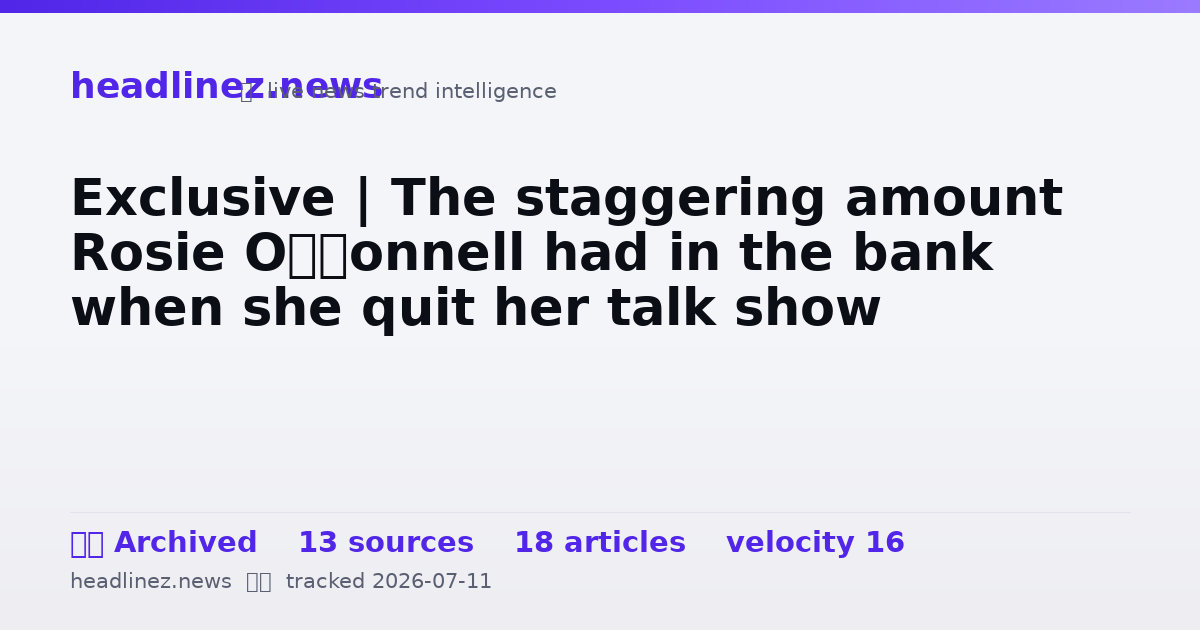 Visual summary for Exclusive | The staggering amount Rosie O’Donnell had in the bank when she quit her talk show