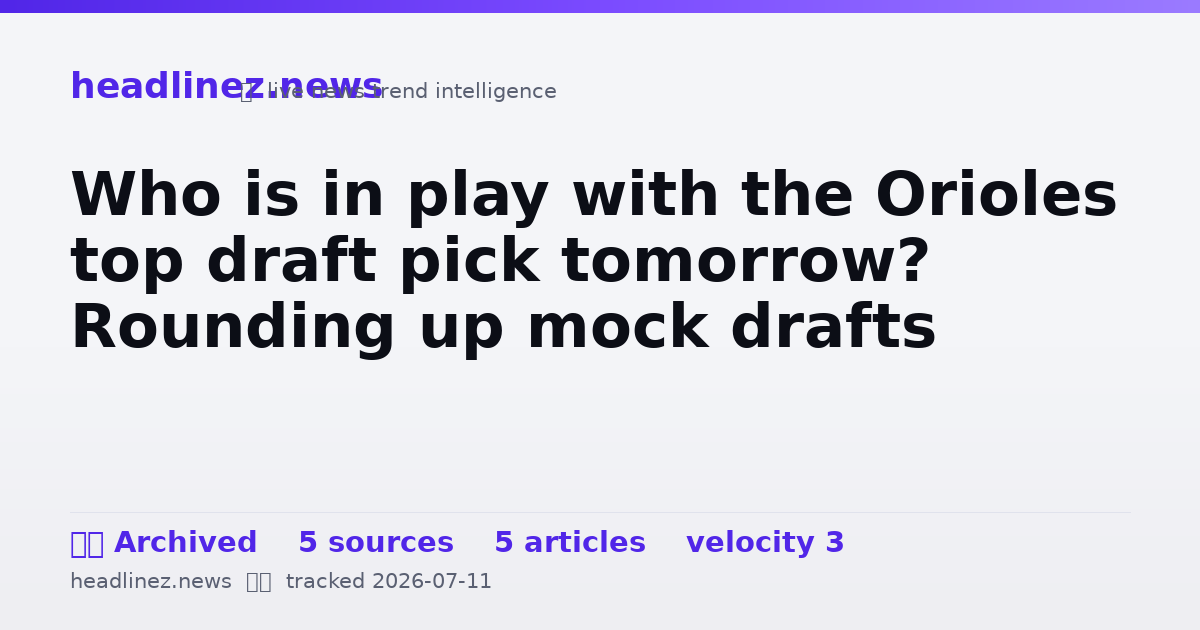 Visual summary for Who is in play with the Orioles top draft pick tomorrow? Rounding up mock drafts