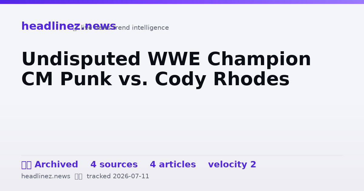 Visual summary for Undisputed WWE Champion CM Punk vs. Cody Rhodes
