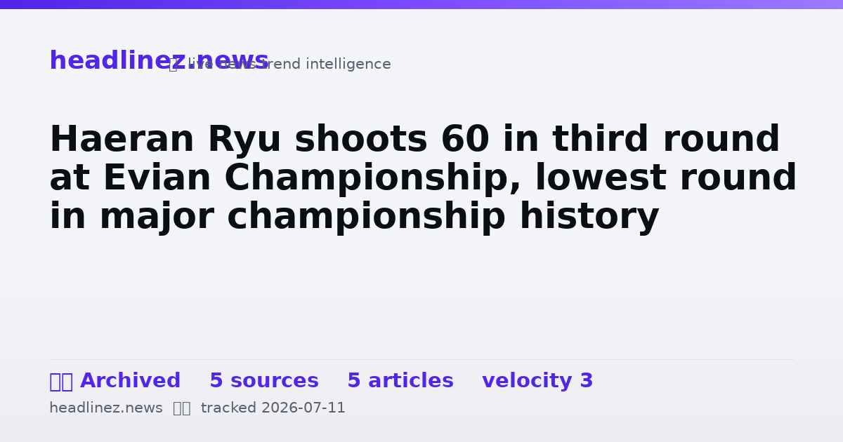 Visual summary for Haeran Ryu shoots 60 in third round at Evian Championship, lowest round in major championship history